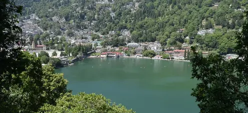 Original wide view of Naini Lake and Nainital town